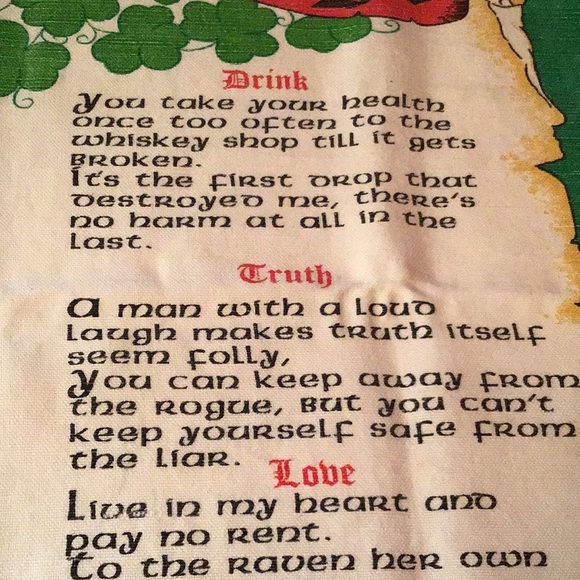Vintage Irish Sayings tea towel collectible linen cotton retro kitchen - Picture 9 of 14